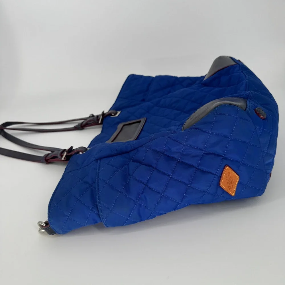 MZ Wallace‎ Tote Bag Womens Blue Quilted Nylon Large Shoulder Travel Satchel Bag